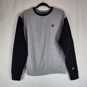 Vintage Champion 90's Crewneck Sweatshirt Pullover Gray And Black Mens M